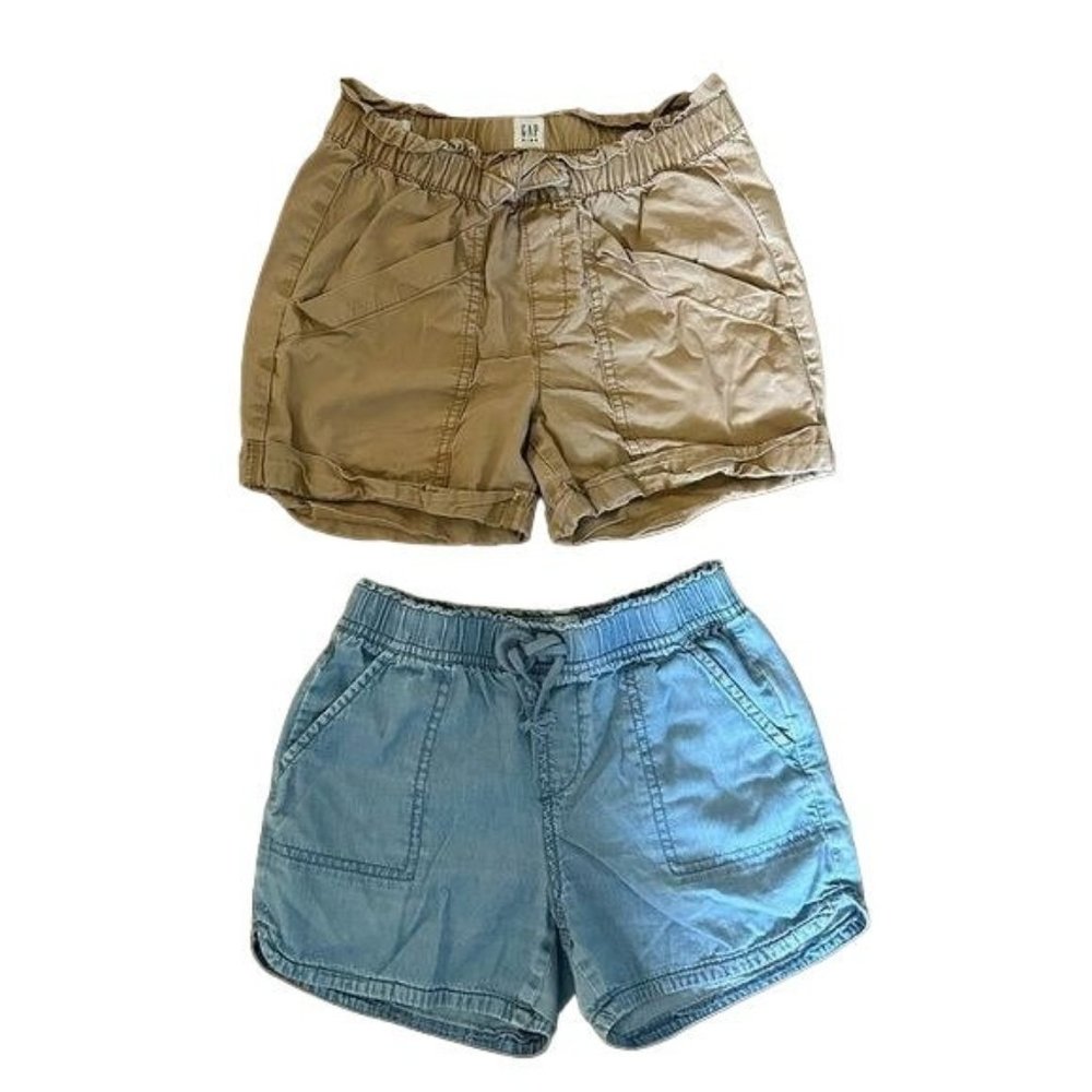GAP KIDS Sz Medium (8-9) Set of 2 Shorts, Khaki & Cotton Denim